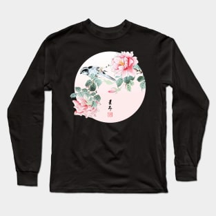 Ukiyo-e Bird and Roses Long Sleeve T-Shirt